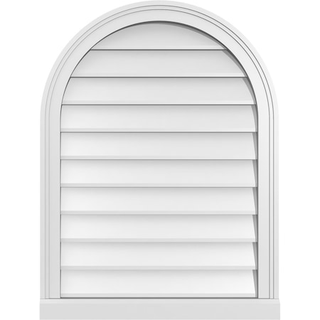 Ekena Millwork Round Top Surface Mount PVC Gable Vent w/ 2"W x 2"P Brickmould Sill Frame, 24"W x 32"H GVPRT24X3203SN